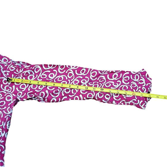 Vtg Esprit Sz S Pink Retro White Swirl 80s Pattern Button Up Down Blouse - Picture 7 of 11